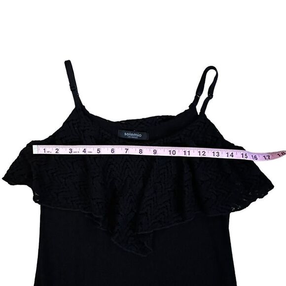 Solemio ~ Black Spaghetti Strap Maxi Dress ~ crochet knit overlay bodice ~size S - Picture 7 of 8